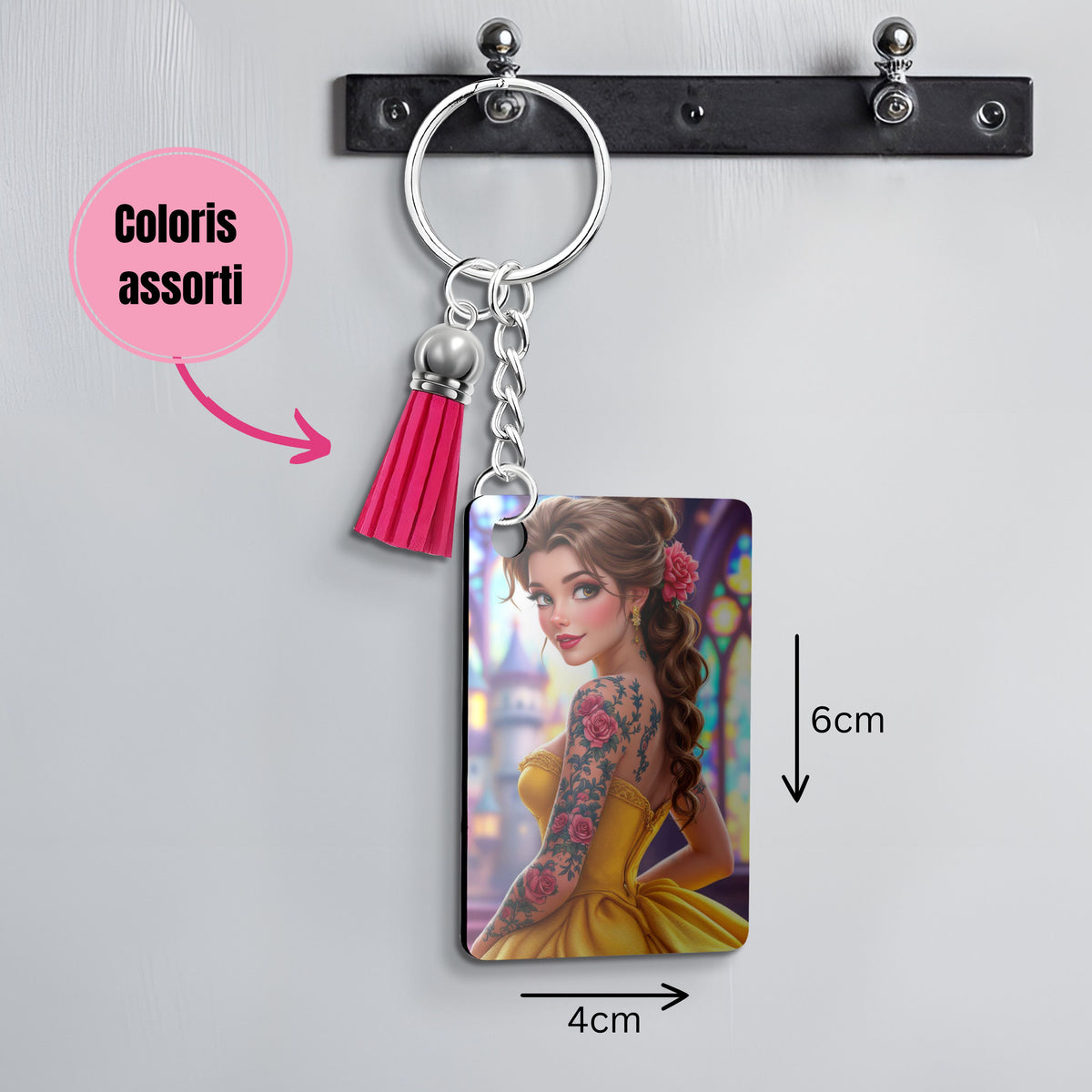 Belle - Porte Clé avec prénom | Tatouage Porte-clés Disney Shop | Anylem Beauty