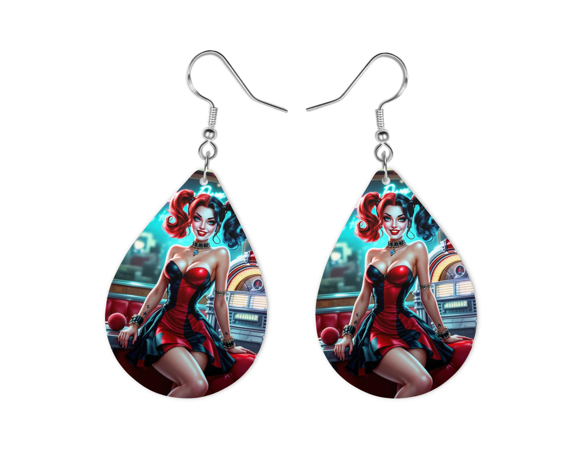 Harley Quinn - Personnalisation | Rockabilly Personnalisation Disney Shop | Anylem Beauty Boucle d’oreilles