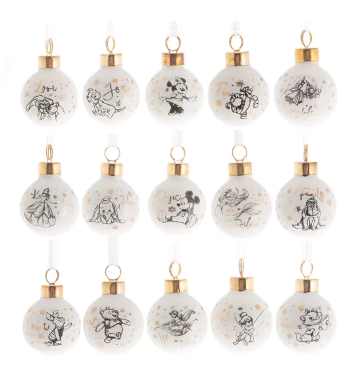 Lot de 15 minis boules de Noël en céramique | Disney Collectable Boules de Noël WIDDOP and Co.