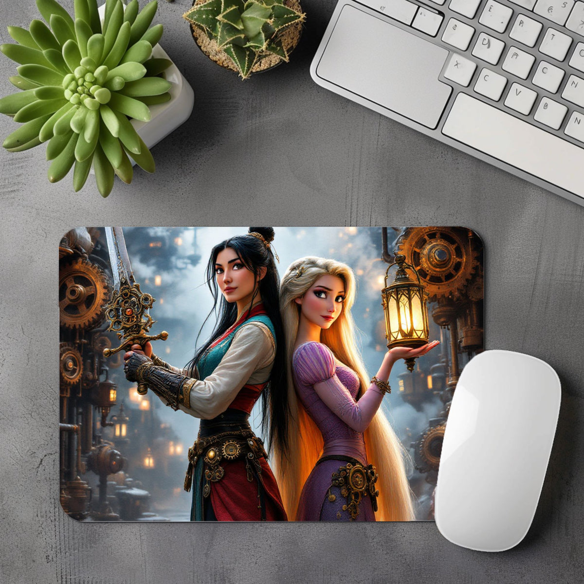 Mulan x Raiponce - Tapis de souris | Steampunk Tapis de souris Disney Shop | Anylem Beauty