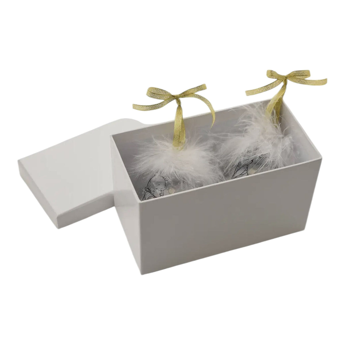 Winnie l'ourson - Lot de 2 boules de Noël à plumes blanches Boules de Noël WIDDOP and Co.