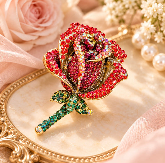 Broche - Rose rouge