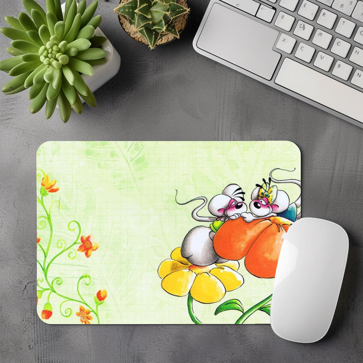 Diddl & Diddlina - Tapis de souris | Fleur Orangée Tapis de souris Disney Shop | Anylem Beauty 