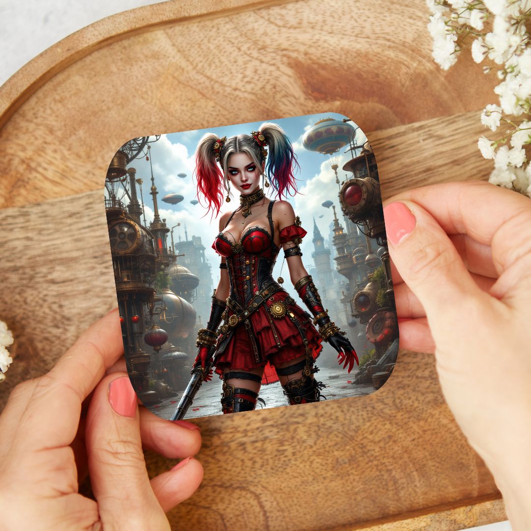 Harley Quinn - Dessous de verre | Steampunk Dessous de verres Disney Shop | Anylem Beauty 